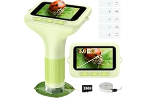 BEBANG 3.0" Screen Digital Microscope for Kids: 1000X Rechargeable Mini Pocket Portable Miniscope Magnifying Glass 4K Coin Jewelry Loupe Edu Science STEM Toy Xmas Gift 4-12 Boys Girls