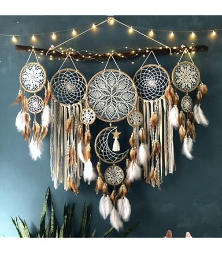 Amazon.com: 5 Pack Moon Phase Dreamcatcher Set Boho Wall Decor