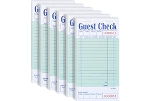 DGBDPACK 6 Guest Checks for Servers, Server Note Pads, Waiter Checkbook, Waitress Notepad for Restaurants, 50 Sheets/Pack, 300 Total Tickets,Thin Paper Checks