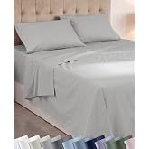 Soft 100% Cotton King Size Sheets Deep Pocket Set, 4 Pcs, Light Grey | Lightweight &amp; Breathable For Hot Sleepers, 14" Deep Pocket, All-Around Elastic, Durable, OEKO-TEX&reg; STANDARD 100 CERTIFIED