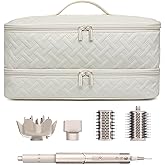 ARLMEGOR Double-Layer Travel Carrying Case for Revlon One-Step Hair Dryer Brush Volumizer Styler Shark FlexStyle Attachment Portable Storage Organizer Bag Hair Tools Travel Bag (Beige)