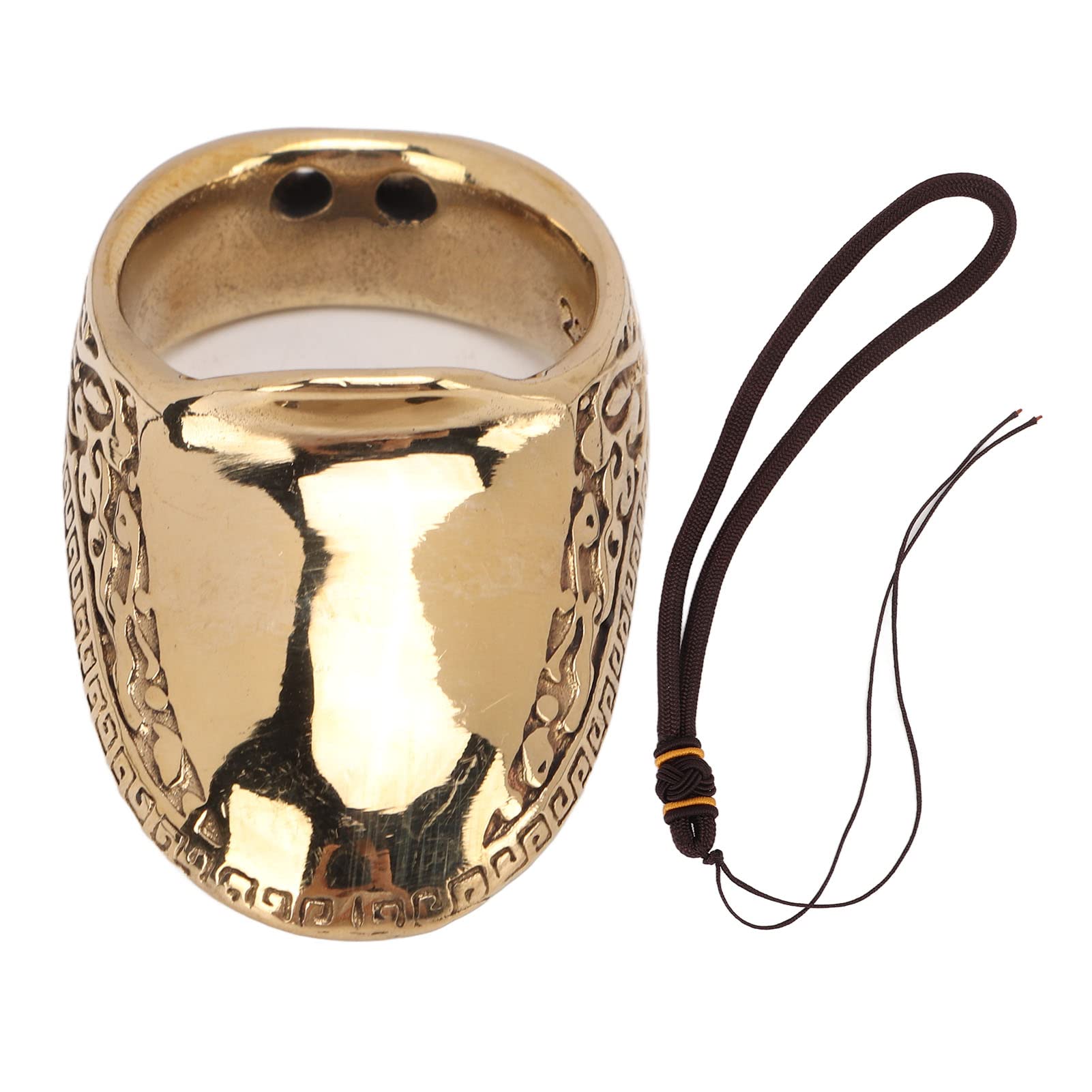 VBESTLIFE Archery Thumb Rings, Good Engraving Pattern Thumb Protector Rings with Anti Lost Rope for Outdoor Hunting(23mm)