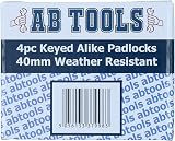 AB Tools 4 Keyed Alike 40mm Waterproof Padlocks 4 Locks 8 Keys Security view 3