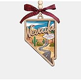 Moonlit93 Nevada State Christmas Wooden Ornament - 2-Layer Laser-Cut Wooden Keepsake - Rustic Holiday Decor & Ideal Travel Gift for Women Men Family & Friends - Nevada Locals Gift