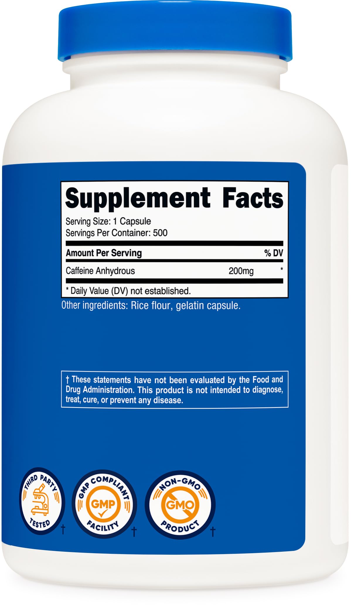 Nutricost Caffeine Pills, 200mg Per Serving (500 Caps)