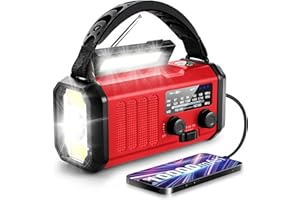 LEATON Hand Crank Emergency Radio, 10000mAh/37000mWh Solar Powered AM/FM/NOAA Weather Radio with Multi-Function LED Flashlight and Cell Phone Charger for Indoor/Outdoor Emergencies