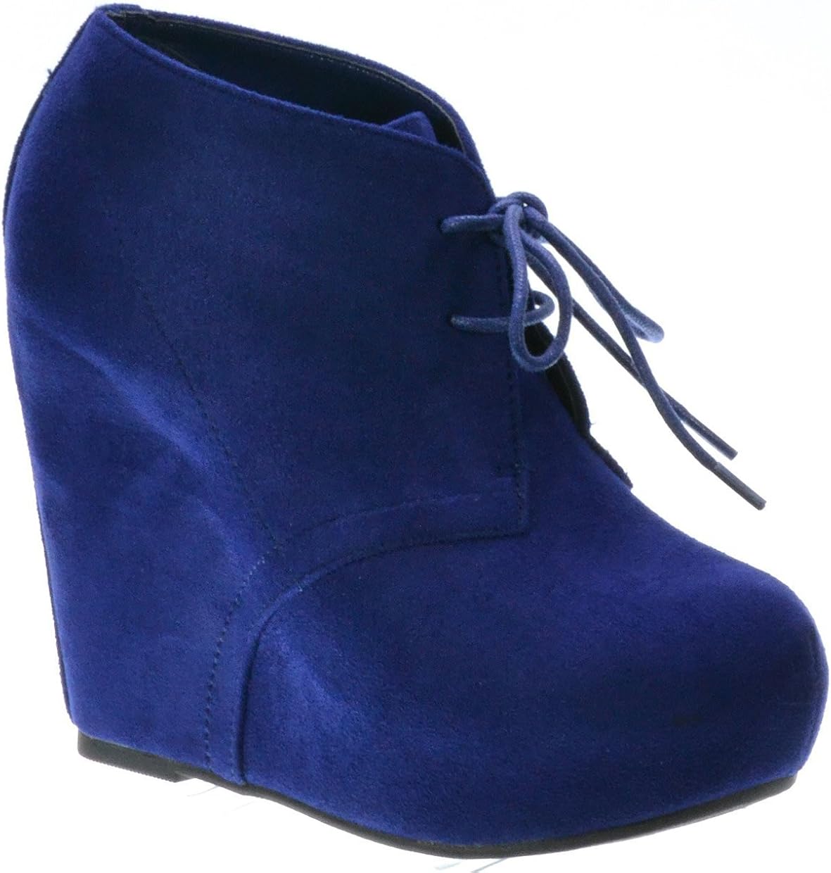 Breckelle's JENNY13 Women's Lace Up Collar Platform Wedge ankle Boots Booties