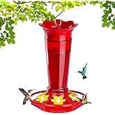 Gbekery Glass Hummingbird Feeders for Outdoors Hanging Ant and Bee Proof Red 10 OZ Bird Feeders for Outside Hanging 6 Feeding Stations Bird Nectar Feeder for Garden Yard Décor Gifts for Mom