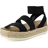 CUSHIONAIRE Mandy Wedge Sandals for Women – Strappy Platform Sandals with Arch Support, Cute Summer Espadrille-Style Platform Dressy Slip-On