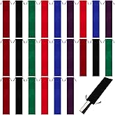 Windyun 24 Pcs Folding Hand Fan Bags Long Velvet Bags with Drawstrings Colorful Hand Fan Pouch Gift Wrap Protector Clack Sleeves Holder for Line Dancing Wedding Travel Party Favors (14.57 x 2.76 Inch)