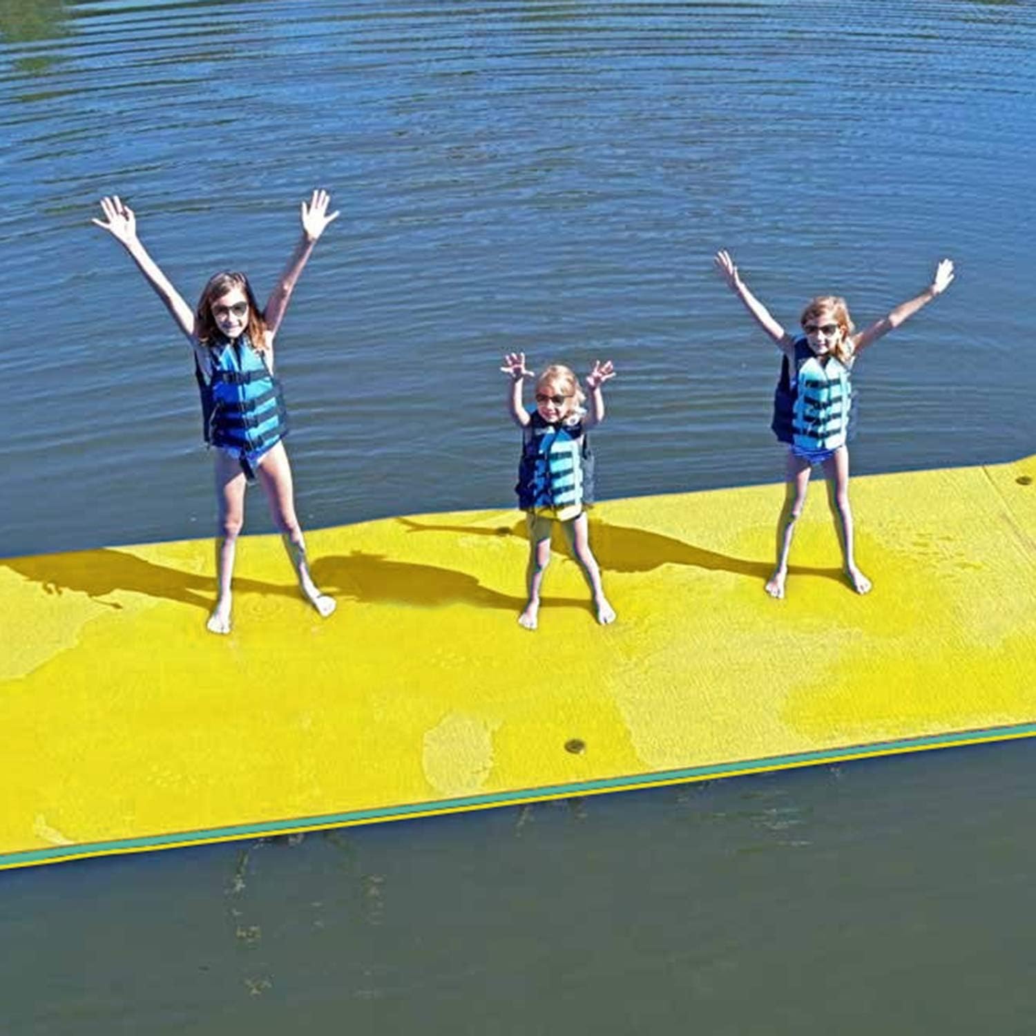 Superday Floating Water Mat Recreation Foam Pad Adults Kids Relax On Pool Lake&Ocean 12' x 6', Yellow