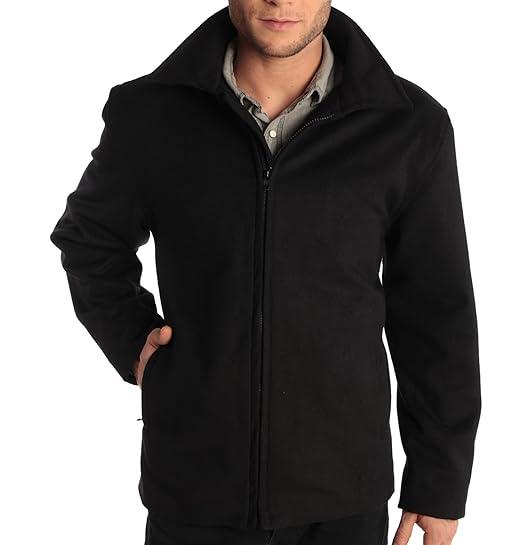 Alpine Swiss Grant Mens Wool 28" JD Zip Open Front Jacket Black SML