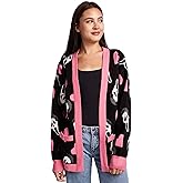 Ghostface Hearts All-Over Print Women's Black Long Sleeve Cardigan