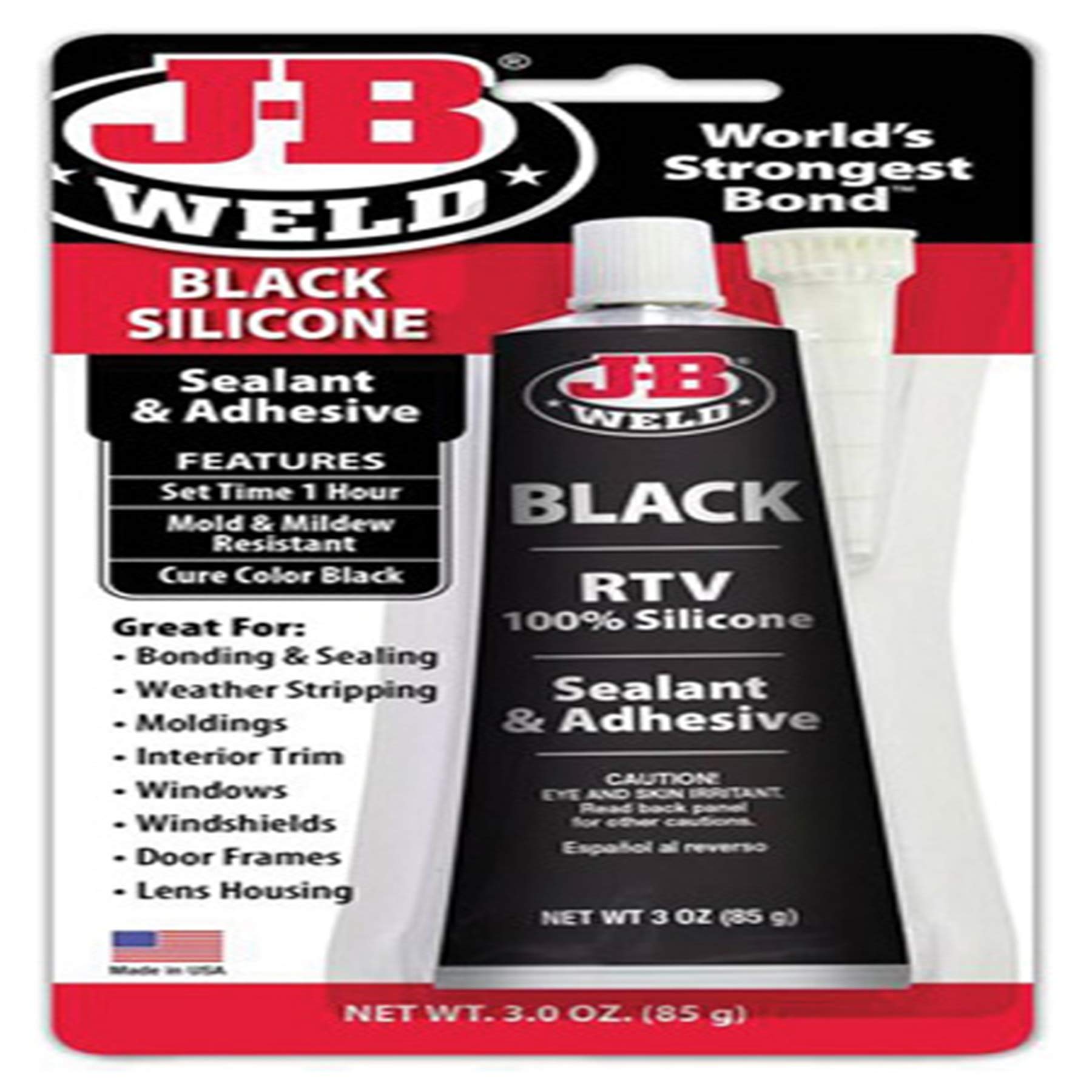 J-B Weld 31319 Black RTV Silicone Sealant and Adhesive - 3 oz.