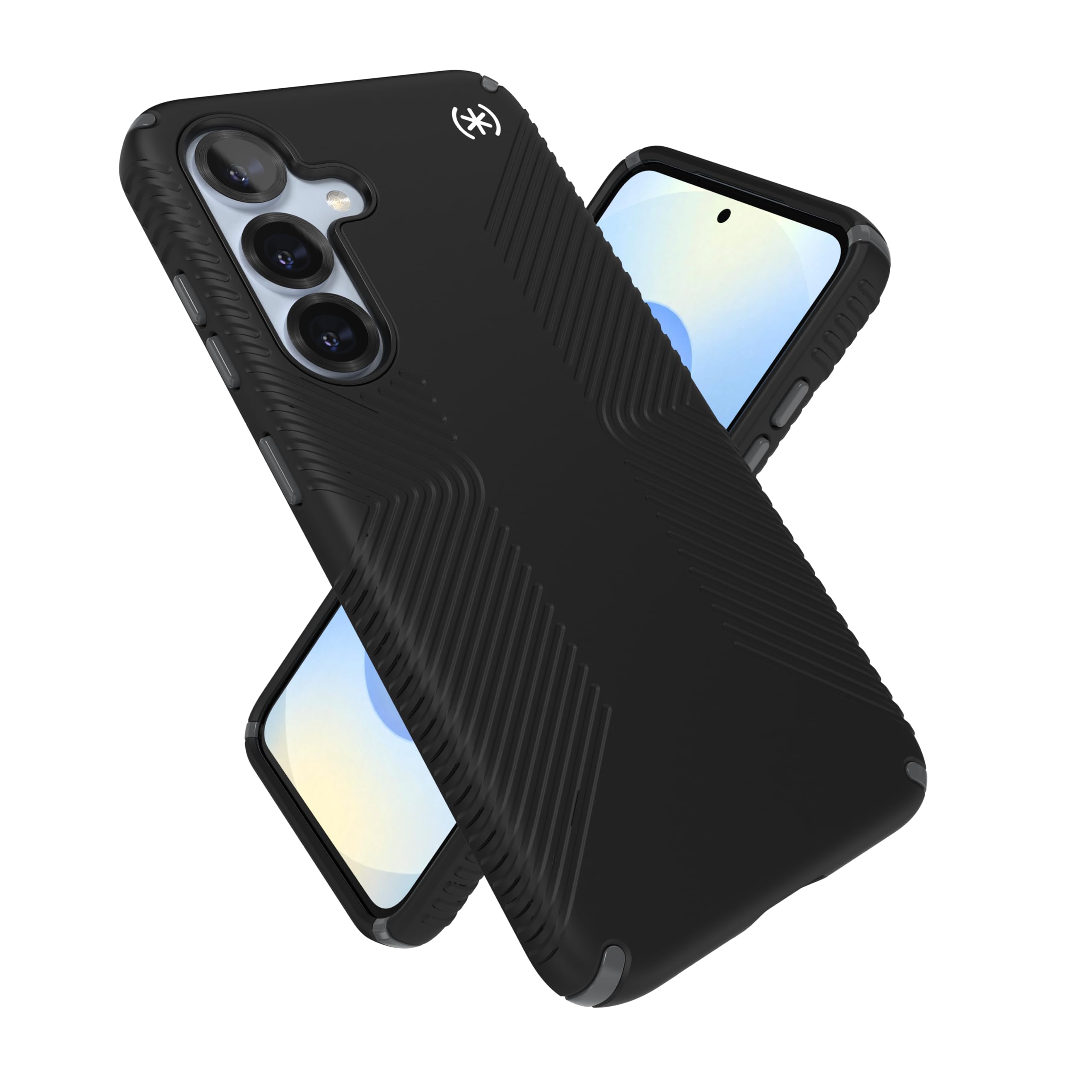 Speck Samsung Galaxy S25 Case – Presidio 2 Grip + Magnet, 13-Foot Drop Protection, No-Slip Grips, Raised Bezel, Enhanced Buttons, Anti-Yellowing – Black/Slate Grey