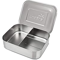 LunchBots Medium Trio II Snack Container - Divided Stainless Steel Food Container - Three Sections for Snacks On the Go - Eco