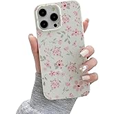 QLTYPRI for iPhone 13 Pro Max Case, Cute Pink Floral Flower Pattern Aesthetic Phone Case, Raised Camera Protection Soft Slim TPU Shockproof Protective Phone Cover for Girls Women - Pink