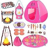 Viwulute Camping Set Toys with Pop up Tent Pretend Play Indoor Outdoor Camping Playset,Christmas Birthday Gifts for Toddlers Kids Girls 3-5 Years Old