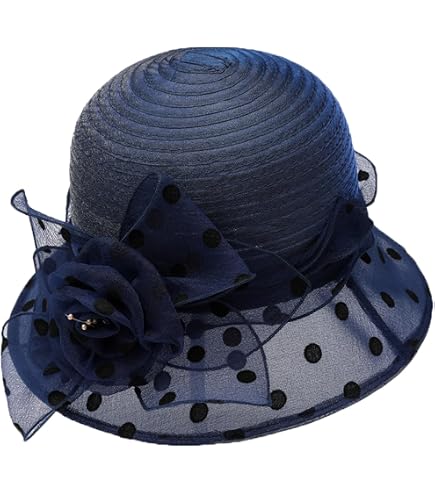 Linen Cloche Hat with Lace Band and Flower - Adjustable Sun Hat Women main image 4