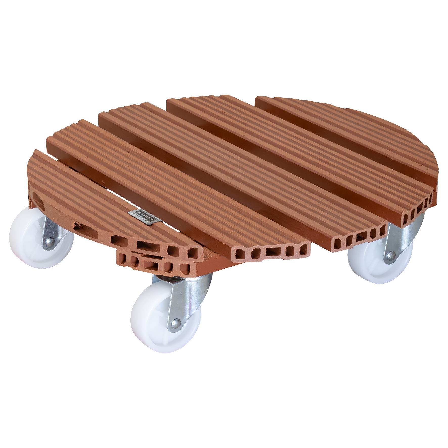 WAGNER Plant trolley WPC Ø 38,5 x 11 cm I Flower trolley for indoor + outdoor use I Container trolley made of FSC® wood plastic composite, terracotta I Load capacity 150 kg - 20055501