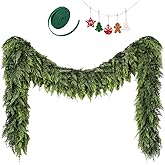 Christmas Cedar Garland Artificial Realistic Garland 6fT/9fT Soft and Lush Realistic Faux Pine Garlands for Mantle, Table, Stairs, Doorframe, Fireplace Indoor Outdoor Holiday Decorations