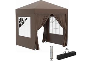 Outsunny 6.6'x6.6' Pop Up Canopy Tent with Sidewalls, Instant Sun Shelter Camping Gazebo with Carry Bag, for Outdoor, Garden,