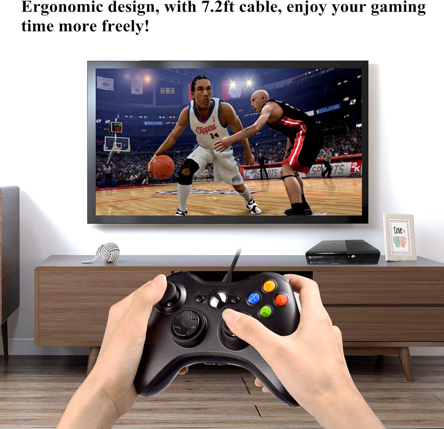 YCCSKY Xbox 360 Wired Controller, Wired Xbox 360 Game Controller USB Gamepad Joypad Joystick Controller with Dual-Vibration and Trigger Buttons for Xbox 360 Slim PC Windows 7/8/10 (Black): Computers & Accessories