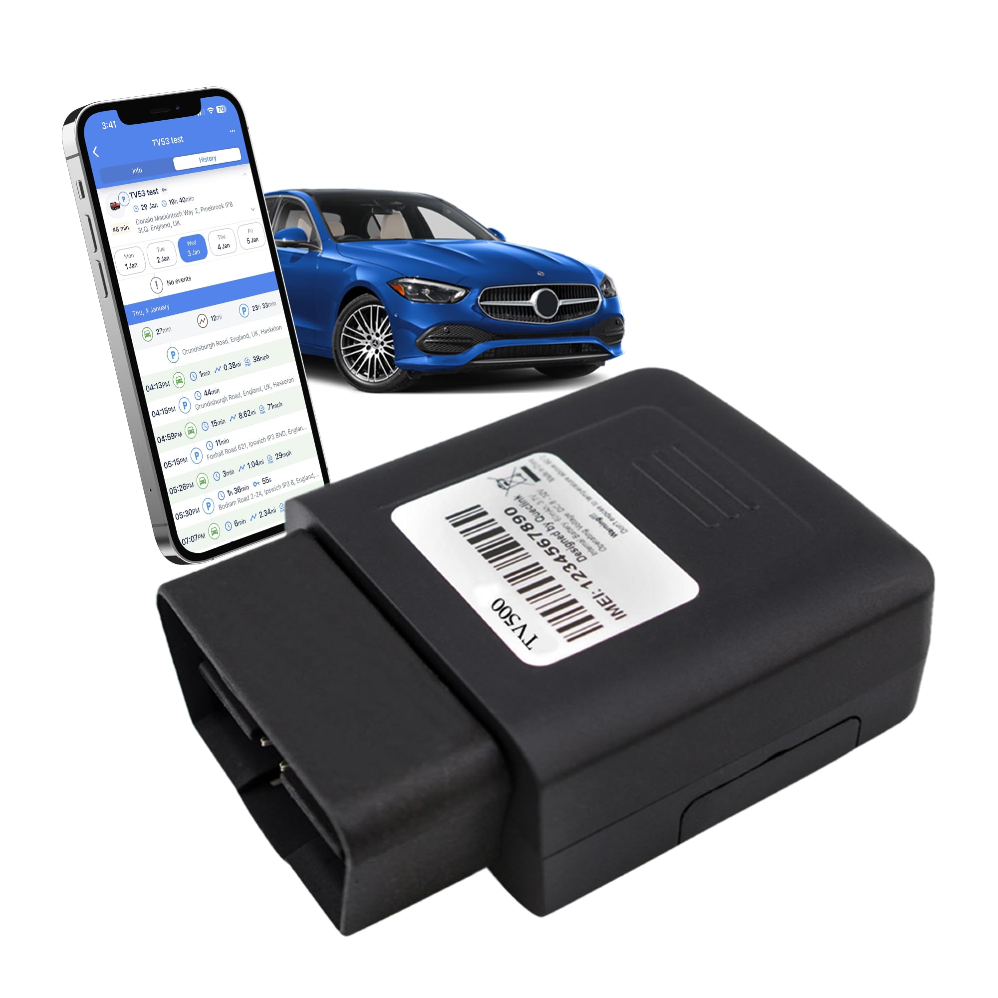 Truview TV500 OBD II, 4G GPS Tracker with Global SIM - Real-Time & Reliable Vehicle Tracking Device for Cars, Vans & Fleets - Plug & Play, Mobile App, 24/7 Support - No Contract Required