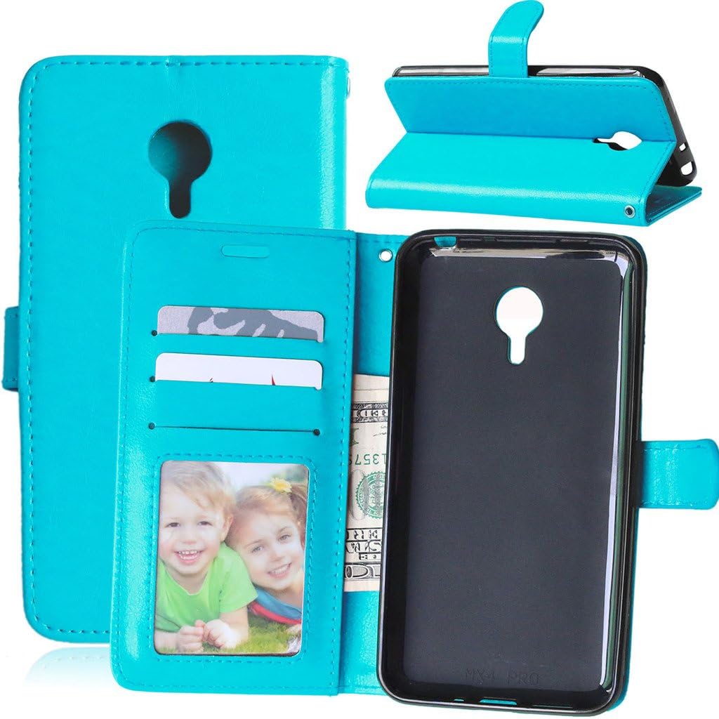 FUBAODA for Meizu MX4 Pro Case, [Free Charger Data Sync Cable][Picture View] PU Flip Leather Wallet, Credit Cards Holder and Stand (Soft TPU) for Meizu MX4 Pro (5.5 inch) (Blue)