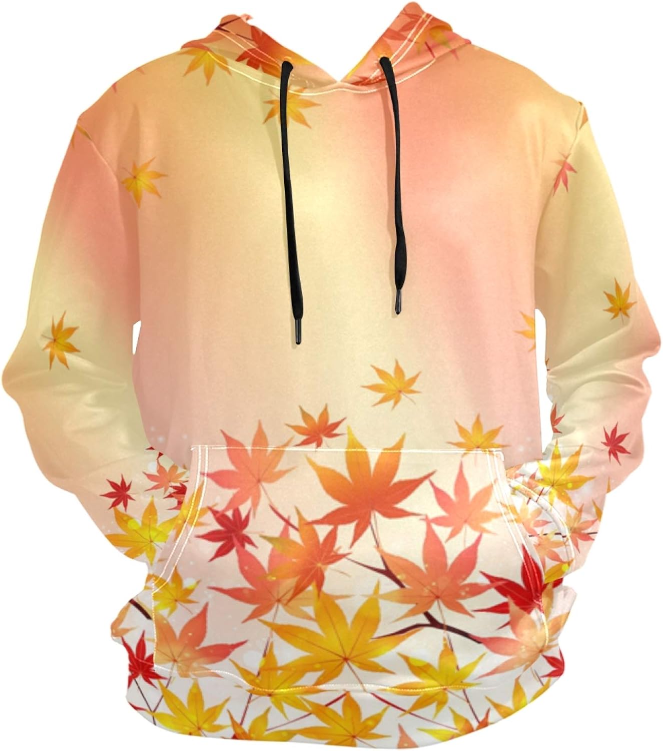 YUEND with Pocket Casual Graphic Print Maple Autumn Leaves