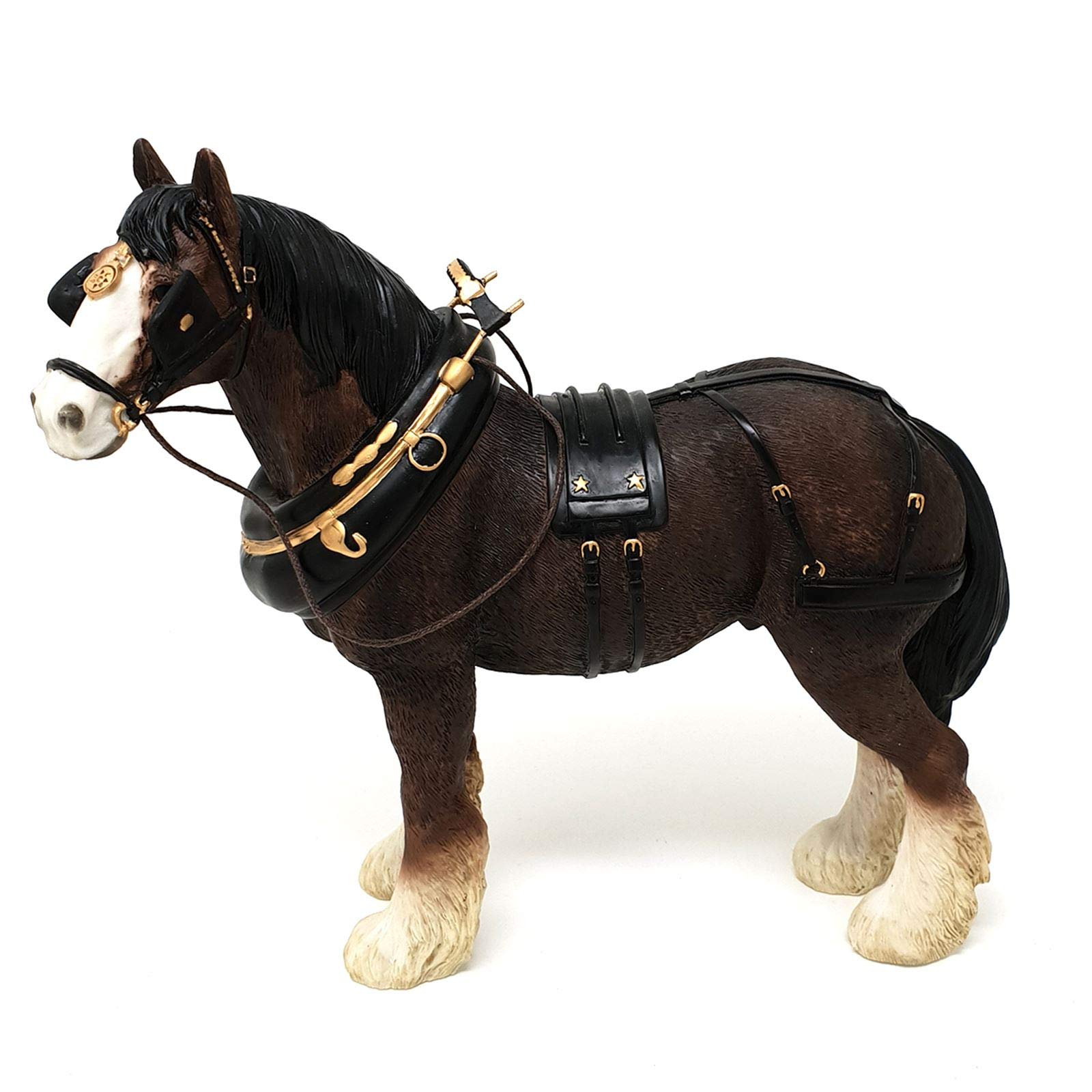 Leonardo Shire Horse With Harness Ornament, Length 23cm