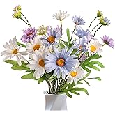 Redvigh Artificial Wildflowers 6PCS, Artificial Daisy Flowers Silk Flower Arrangements Wedding Bouquets Decorations Plastic Floral Table Centerpieces for Home Kitchen Garden Party Decor