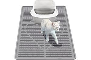 Mofason Rubber Cat Litter Mat - Kitty Litter Box mat - Silicone Litter Trapping Catcher Mat - Cat Supplies & Accessories for Indoor Cats (24" x 15") - Grey