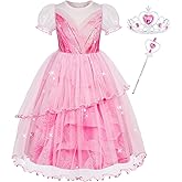 Marendyee Pink Witch Dress for Girls Halloween Costume Kids Sparkly Tulle Mesh Fancy Dresses
