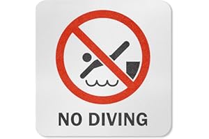 SmartSign “No Diving” Adhesive Pool Safety Marker with Graphic, 20 mil Laminated Vinyl with Anti-Skid Pebbled Surface, 5.75" x 5.75", Red, Black, and White, Made in USA