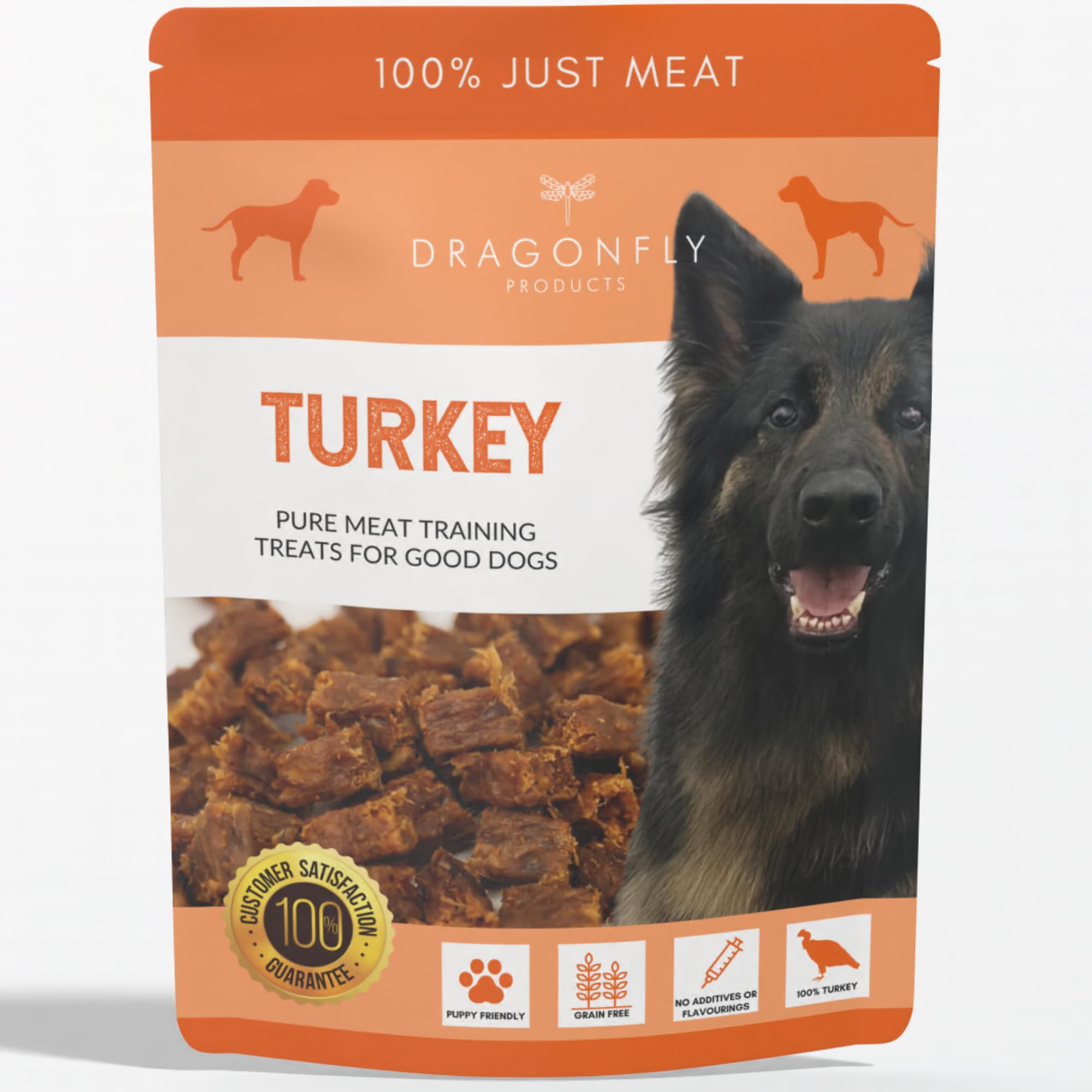 Dragonfly Products Grain Free Puppy Training Treats - 100% Pure Meat - Healthy Low Fat Dog Treats - 250g (Turkey)