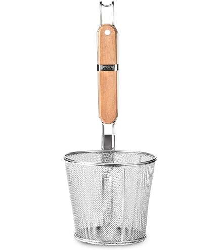 Passoire à Nouilles En Acier Inoxydable Avec Poignée Bois - Panier Multifonction égouttage, Cuisson Vapeur