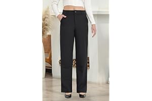 Womens Dress Pants Flare Leggings Work Office Pants Wide Leg Slacks High Waist Bootcut Business Trousers, Black, Small