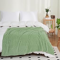 Puncuntex Flannel Fleece Throw Blanket Sage Green