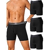 FINETOO Mens Underwear Boxer Briefs Soft Breathable Cotton Wide Waistband Men Underwear 3 Pack