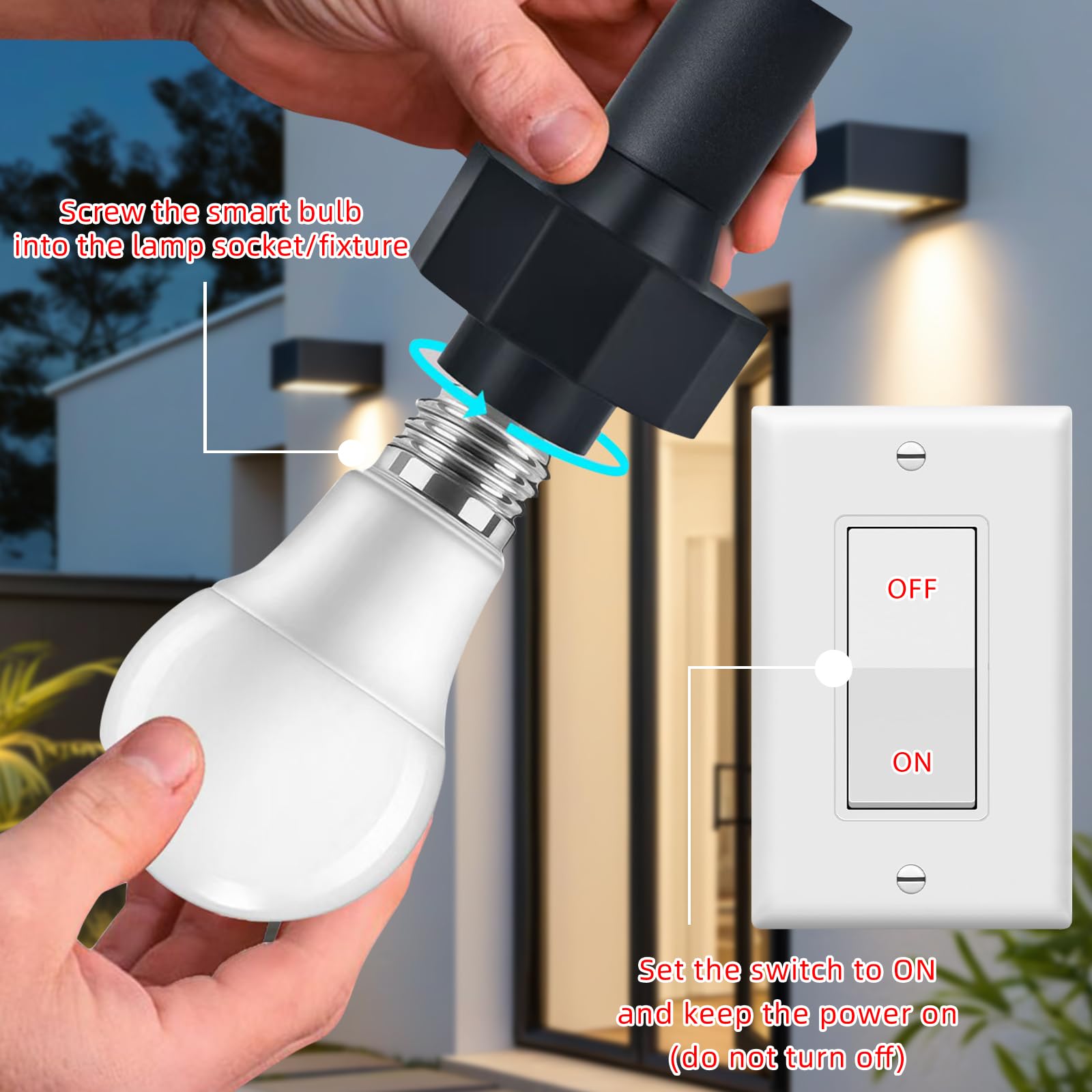 Light Socket Outlet Adapter for Outdoor Security Cameras, Compatible with Wyze Cam Pan v3, Blink Mini, LED Strip Lights, Works with Smart Bulbs, 5V 1.5A