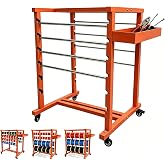 Upgraded Wire Spool Rack Heavy-Duty With Wheels, 8-Rods Cord Reel | 400lb Capacity Cable Caddy &amp; Dispenser for Electrical, Workshop,Industrial Retail Use And Warehouse Use(Orange)