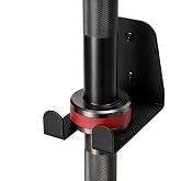 YUMMIS Barbell Wall Holder, Heavy Duty Vertical Barbell Wall Mount with Potrective Pad, Holds Bars Under 33mm, Vertical Barbell Wall Mount Rack,Black Powder Coated,Space Saving Home Gym Accessories