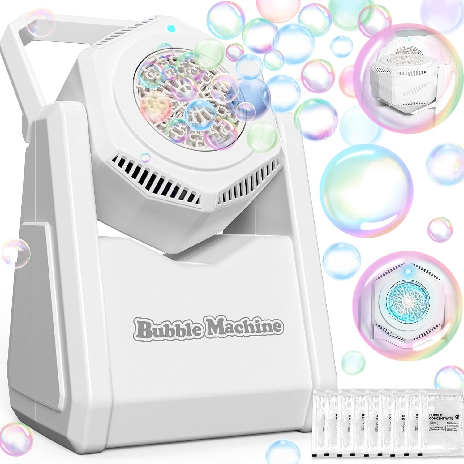 Photo 1 of LLESSOO Bubble Machine, Automatic Bubble Blower, Bubble Machine for Toddlers Kids Parties, Bubble Toys 20000+ Bubbles Per Mins, Portable 90° Bubble Maker, Outdoor Toys for Easter Birthday Wedding