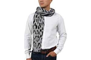 ROBERTO CAVALLI ESZ025 D0060 Grey/Black Leopard Print Mens Scarf for mens