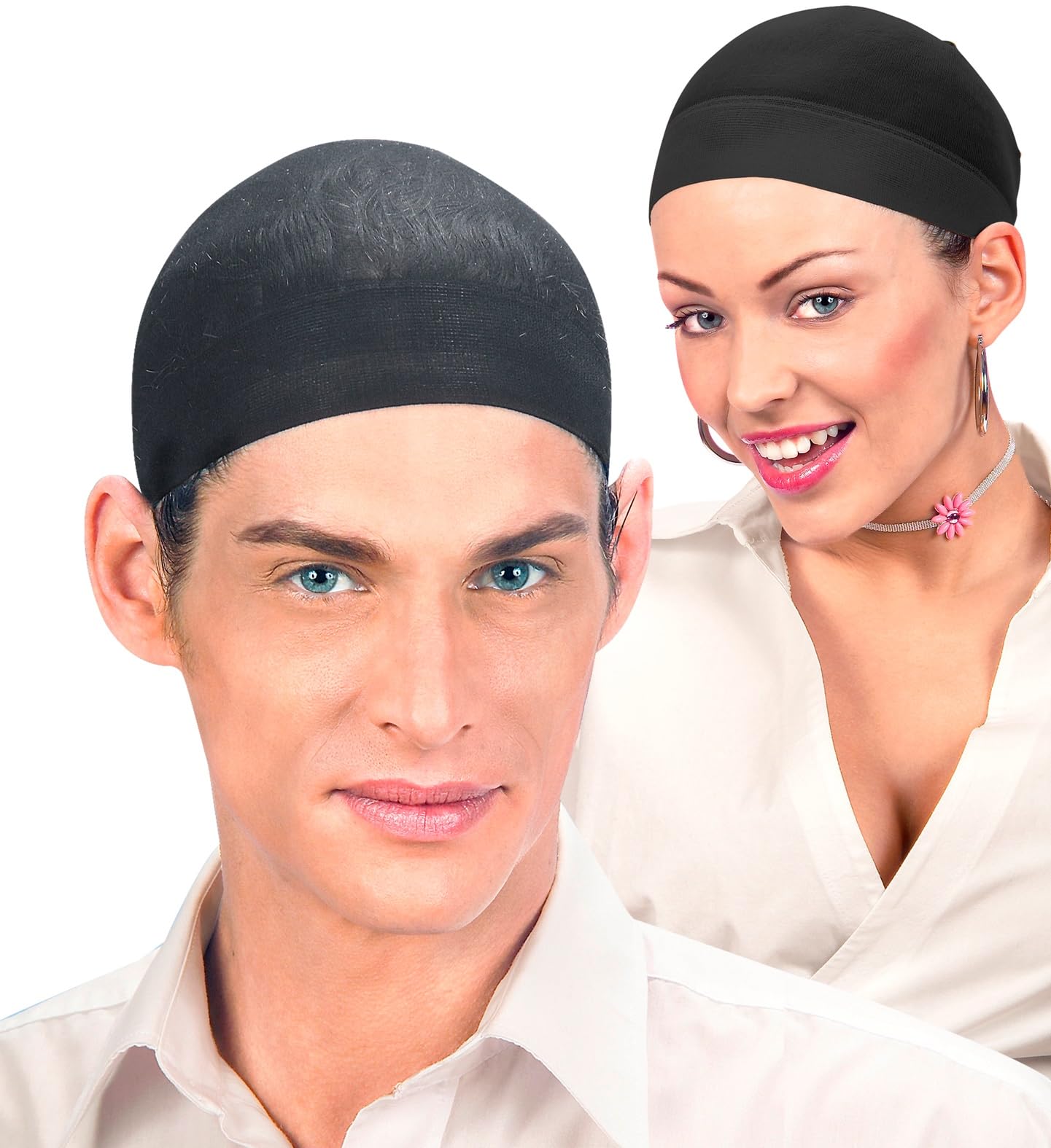 Widmann 09981 – Hair Net Set for Wigs, 2 Pieces, One Size for Adults, Colour Black, Stretchy, Transparent, Keeps Natural Hair Safe Under the Wig, Accessory, Carnival, Theatre, Stage