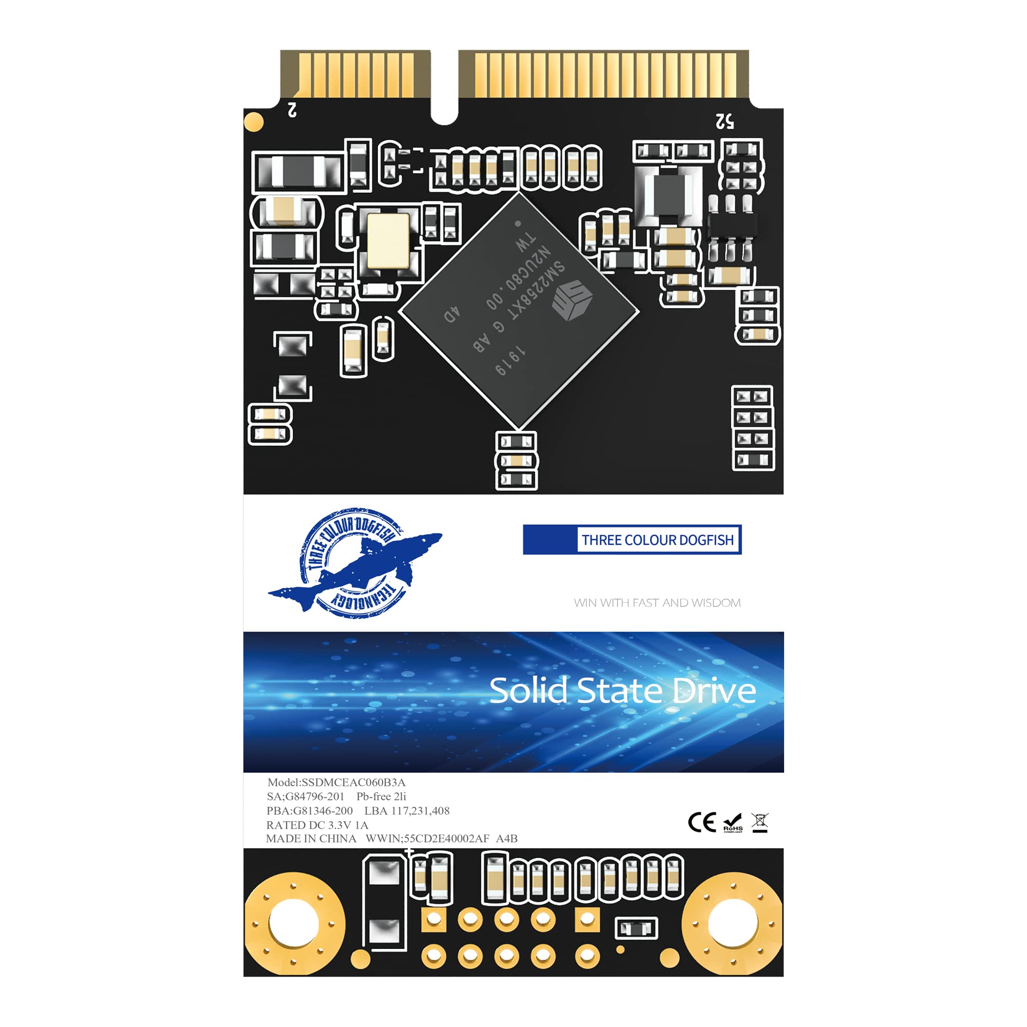 THREE COLOUR DOGFISH Msata SSD 256gb Internal Solid State Drive Mini Sata SSD Disk (256gb, Msata)