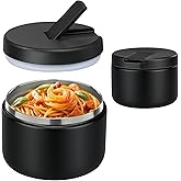 Pawtong 12oz Insulated Vacuum Food Jar with Buckle Lid Wide Mouth Soup Thermo for Hot Food Kids Leakproof Stainless Steel Lunch Container- Black- 1Pack