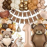Birthday Balloon Decorations, Bear Birthday Balloons, Retro Matte Bear Balloon Foil Balloon, Retro Brown Metal Gold Balloon,