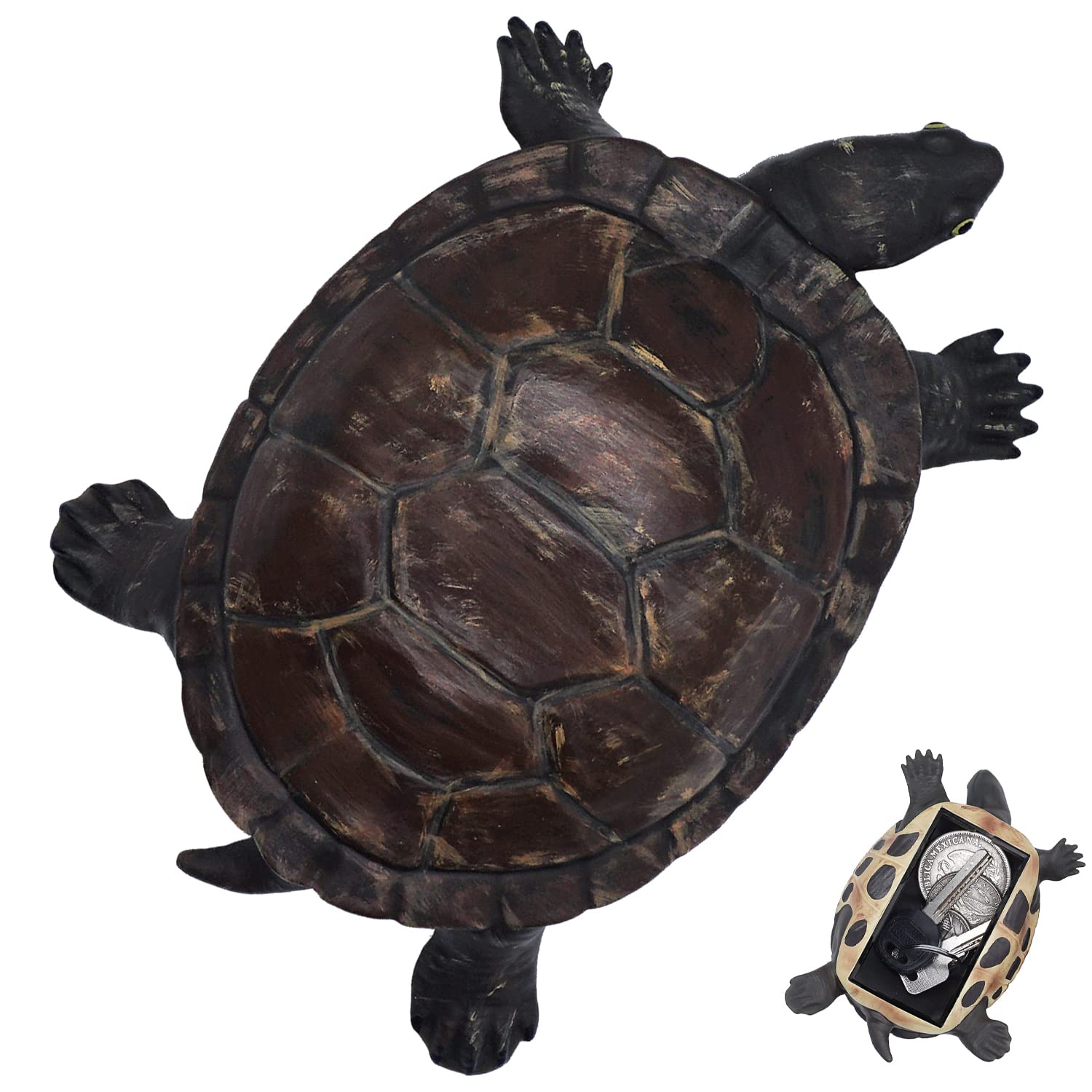 USEAMIE Hide a Spare Key Holder Tortoise Large Ornament Keeper Safely Hiding Key or Important Items for Outdoor Garden or Indoor Turtle Shape